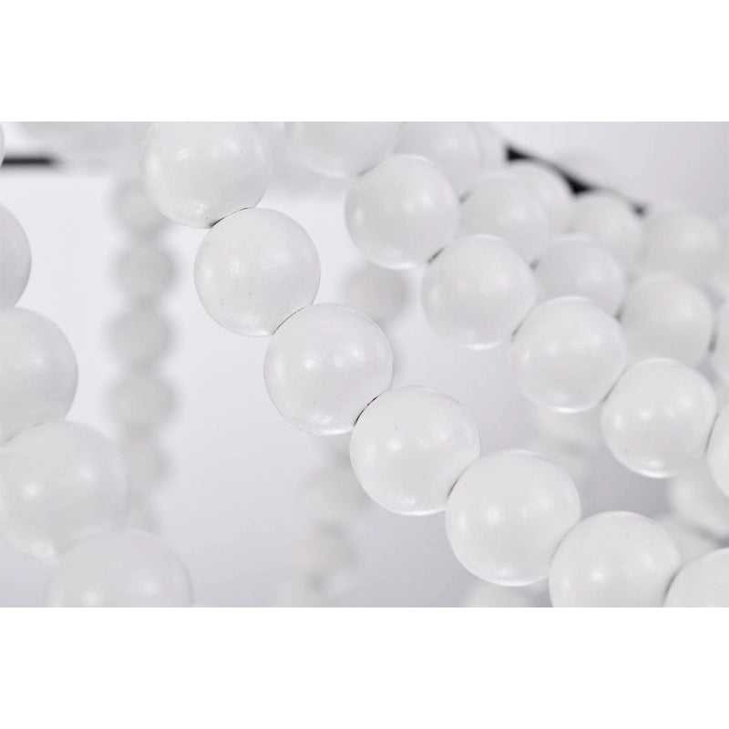 Lustre suspendu bohème Roly 16 pouces à perles blanches, 1 lumière