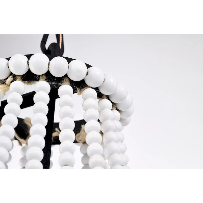 Lustre suspendu bohème Roly 16 pouces à perles blanches, 1 lumière