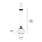 Suspension Kichler Lighting Avery 9,75 po à 1 lumière, globe noir, mini