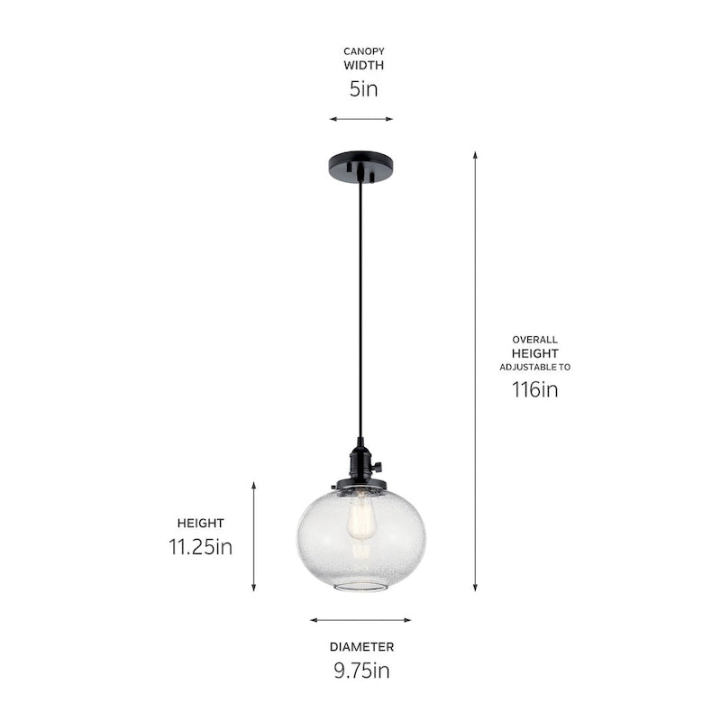 Suspension Kichler Lighting Avery 9,75 po à 1 lumière, globe noir, mini