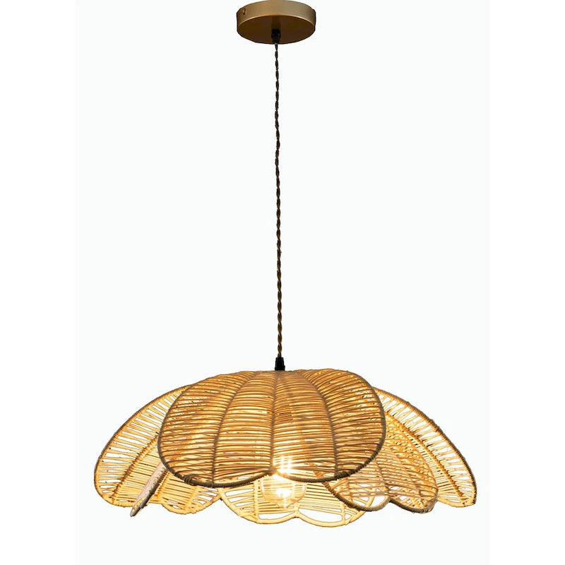 Suspension bohème en rotin à motif floral - Style bord de mer - 50 cm de large