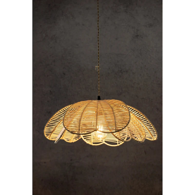 Suspension bohème en rotin à motif floral - Style bord de mer - 50 cm de large