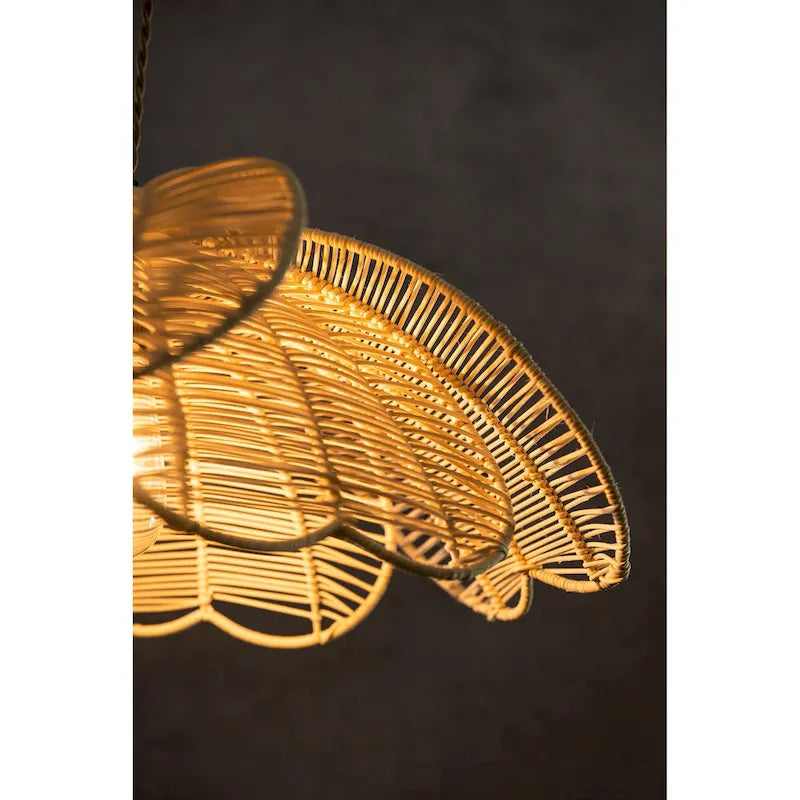 Suspension bohème en rotin à motif floral - Style bord de mer - 50 cm de large