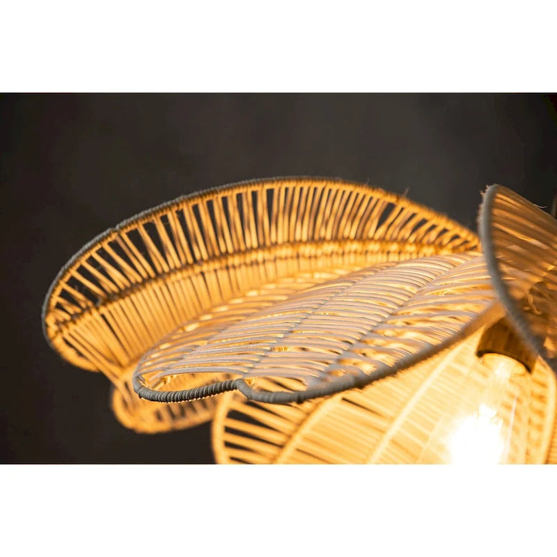 Suspension bohème en rotin à motif floral - Style bord de mer - 50 cm de large