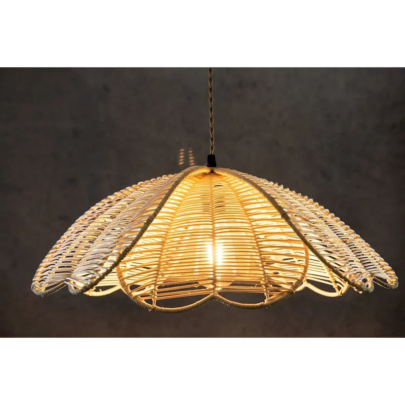 Suspension bohème en rotin à motif floral - Style bord de mer - 50 cm de large