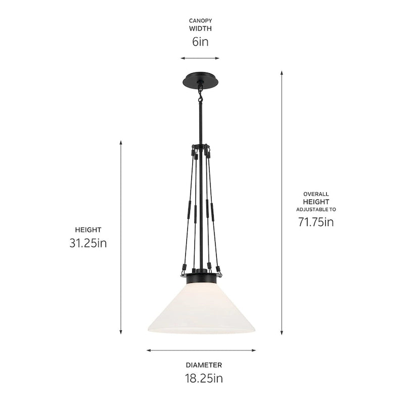 Suspension Kichler Lighting Albers 18,25 po à 1 lumière noire