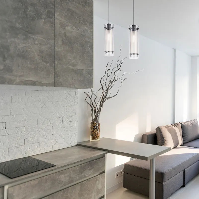 Suspension à incandescence à 1 lumière, noir mat avec verre transparent/dépoli