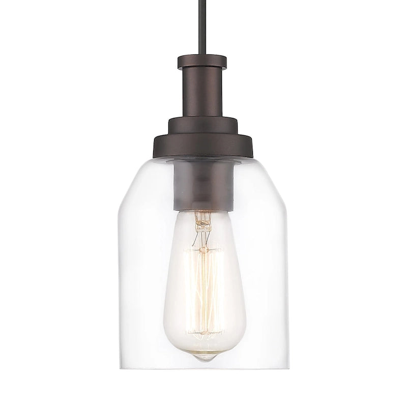 Pendant Light, Modern Hanging Pendant Lighting with Clear Glass Shade, Oil Rubbed Bronze Finish
