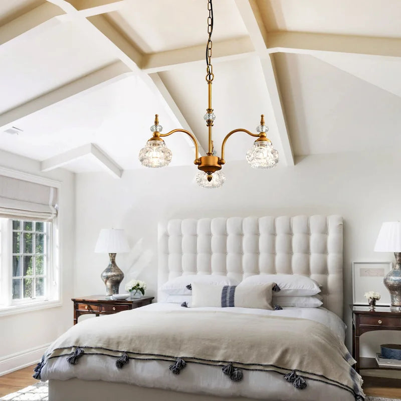 Suspension moderne à 3 lumières avec abat-jour en verre cristal