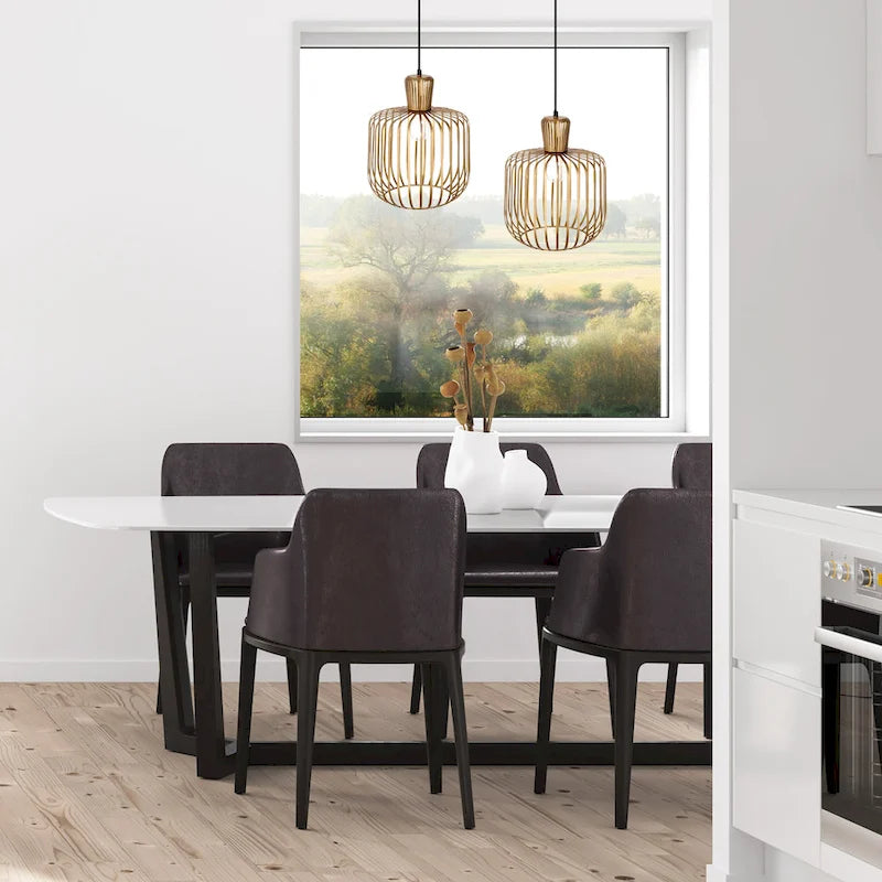 Suspension Charissa River of Goods en métal peint laiton antique, 29,8 cm (11,75 po) avec abat-jour globe grillagé - 29,8 x 29,8 x 41,9 cm (16/75 po)