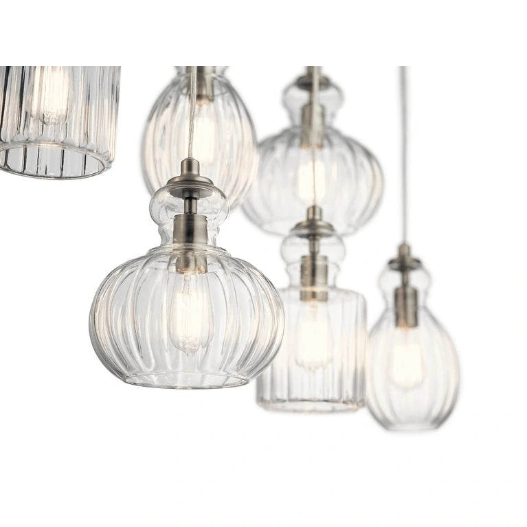 Lustre linéaire à 6 lumières en nickel brossé de la collection Riviera de Kichler Lighting