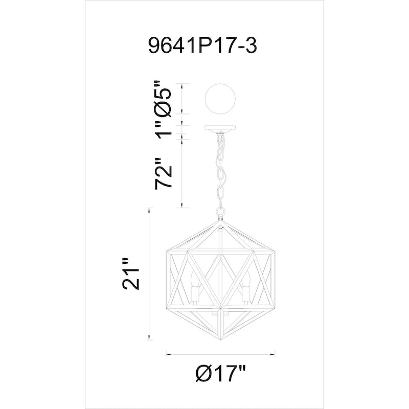 Suspension Amazon à 3 lumières avec finition cuivre forgé antique - Cuivre forgé antique