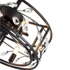 Ventilateur de plafond noir à cage de 50 cm avec kit d'éclairage cristal et télécommande - 50 cm