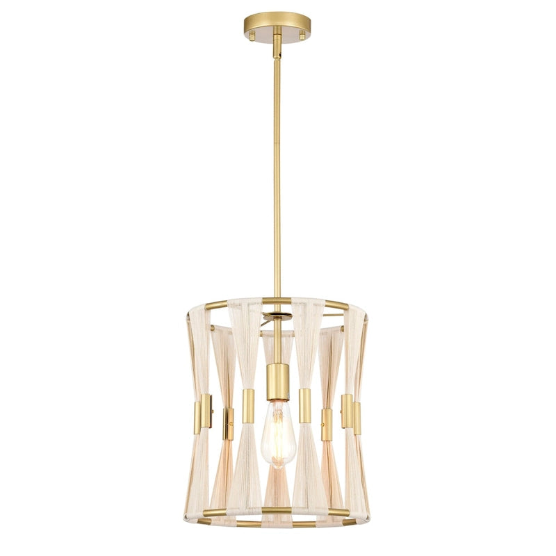 Pendentif Amara 12 pouces ivoire corde dorée avec 1 lumière