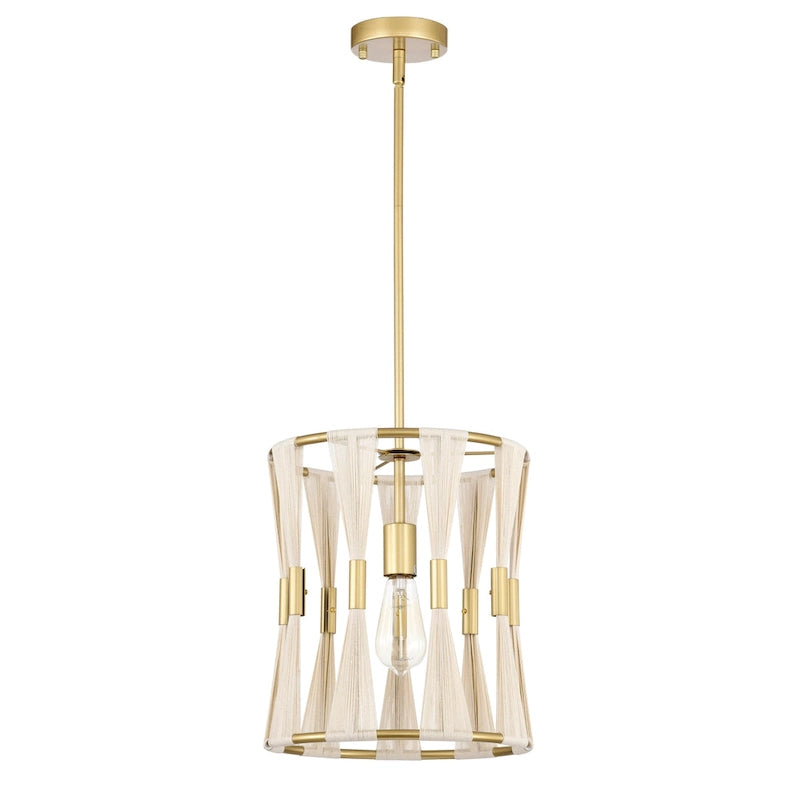 Pendentif Amara 12 pouces ivoire corde dorée avec 1 lumière