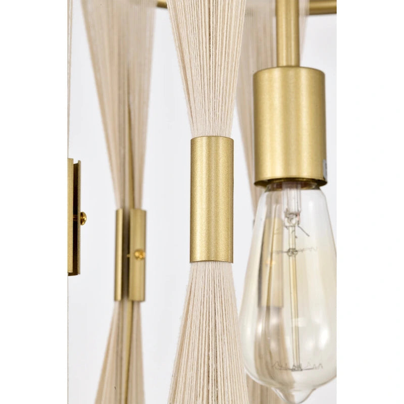 Pendentif Amara 12 pouces ivoire corde dorée avec 1 lumière