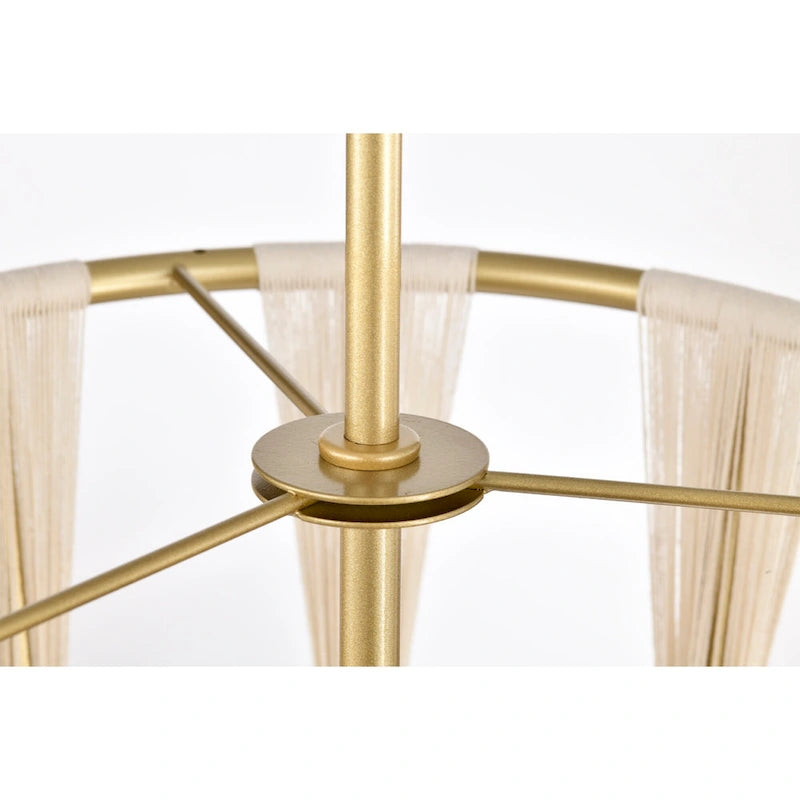 Pendentif Amara 12 pouces ivoire corde dorée avec 1 lumière