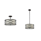 Collection Chloe Gwen, plafonnier/pendentif semi-encastré à 3 lumières en bronze huilé