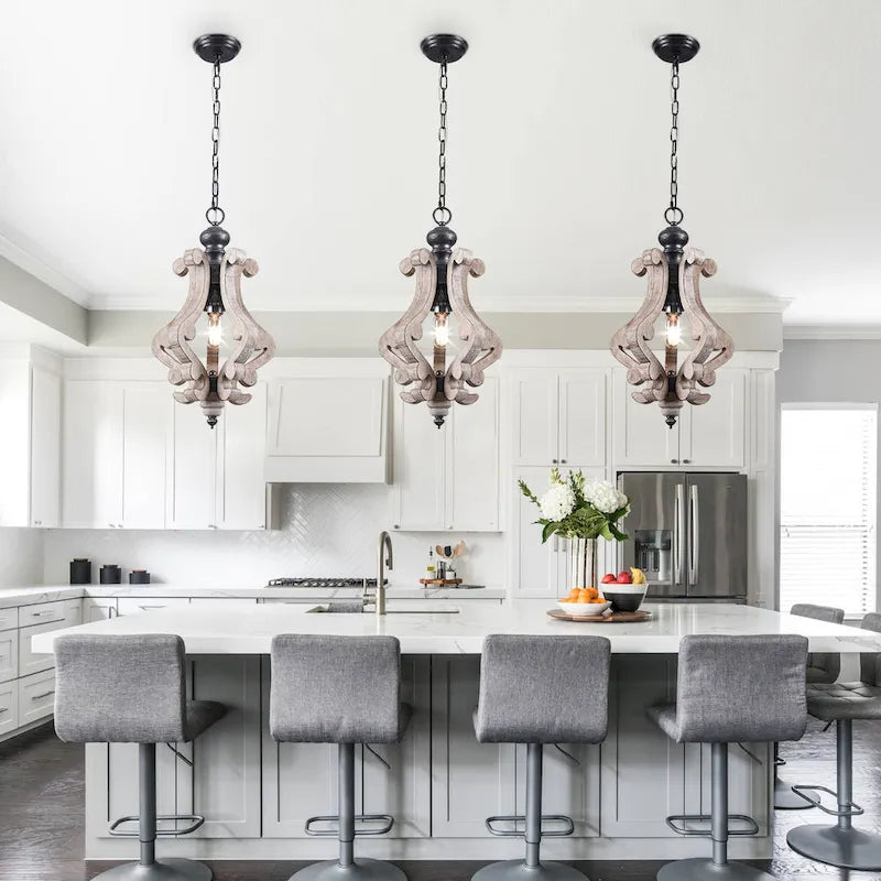 Suspension rustique en bois Oaks Aura, luminaire pour îlot de cuisine, lustre de style campagnard pour couloir, suspension pour salle à manger