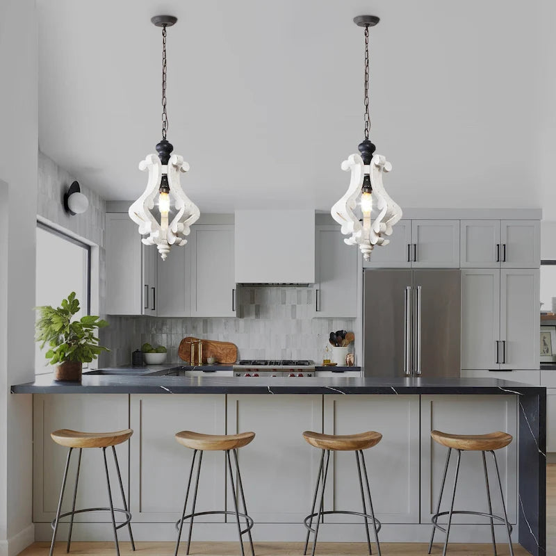 Suspension rustique en bois Oaks Aura, luminaire pour îlot de cuisine, lustre de style campagnard pour couloir, suspension pour salle à manger