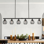 Modern 6-light Classic Black Kitchen Island Linear Pendant Lights - W49.21 *D5.51 *H8.66 