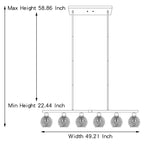 Suspension linéaire moderne à 6 lumières, style classique noir, pour îlot de cuisine - L 49,21 x P 5,51 x H 8,66