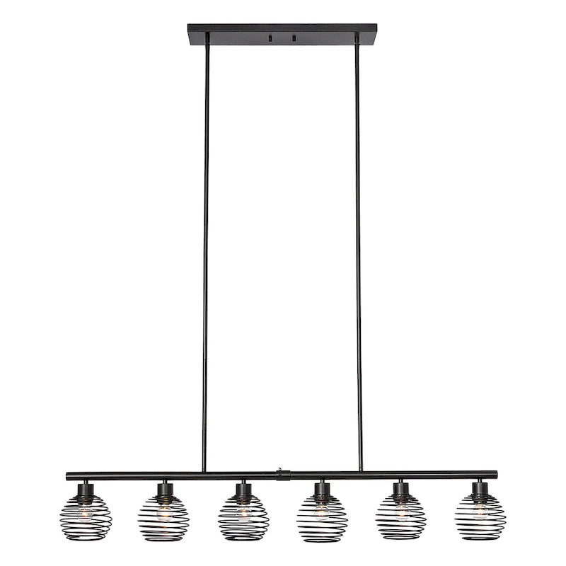 Suspension linéaire moderne à 6 lumières, style classique noir, pour îlot de cuisine - L 49,21 x P 5,51 x H 8,66
