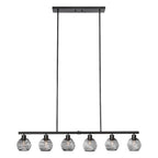 Suspension linéaire moderne à 6 lumières, style classique noir, pour îlot de cuisine - L 49,21 x P 5,51 x H 8,66