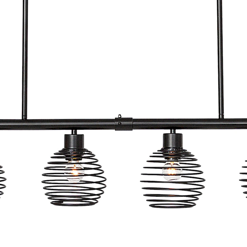 Suspension linéaire moderne à 6 lumières, style classique noir, pour îlot de cuisine - L 49,21 x P 5,51 x H 8,66