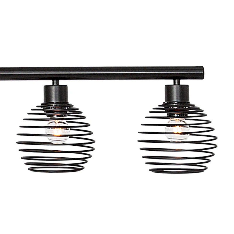 Suspension linéaire moderne à 6 lumières, style classique noir, pour îlot de cuisine - L 49,21 x P 5,51 x H 8,66