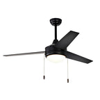 Ventilateur de plafond réversible noir à 3 pales de 132 cm (52 ​​po) avec éclairage LED intégré et chaînette