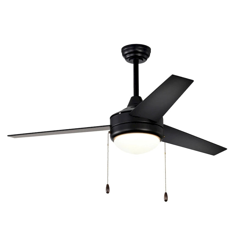 Ventilateur de plafond réversible noir à 3 pales de 132 cm (52 ​​po) avec éclairage LED intégré et chaînette