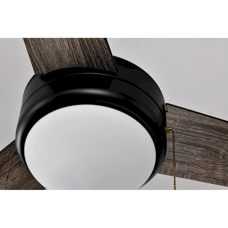 Ventilateur de plafond réversible noir à 3 pales de 132 cm (52 ​​po) avec éclairage LED intégré et chaînette