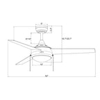 Ventilateur de plafond réversible noir à 3 pales de 132 cm (52 ​​po) avec éclairage LED intégré et chaînette