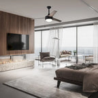 Ventilateur de plafond réversible noir à 3 pales de 132 cm (52 ​​po) avec éclairage LED intégré et chaînette