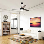 Ventilateur de plafond réversible noir à 3 pales de 132 cm (52 ​​po) avec éclairage LED intégré et chaînette