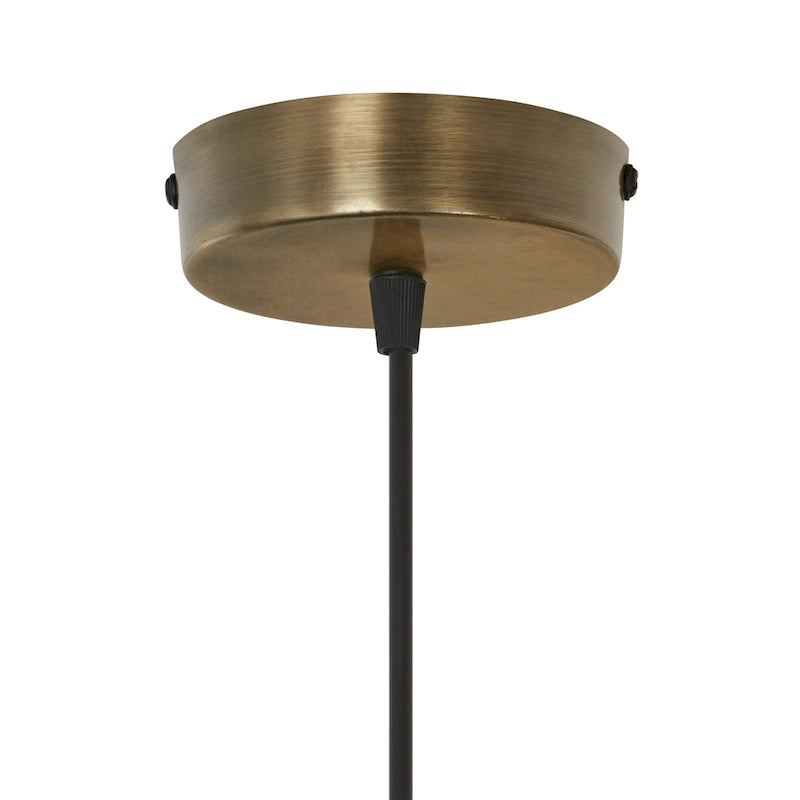 Suspension Cristobal River of Goods en verre ambré avec cache-cordon en jute - 8,5 x 8,5 x 45/74,5