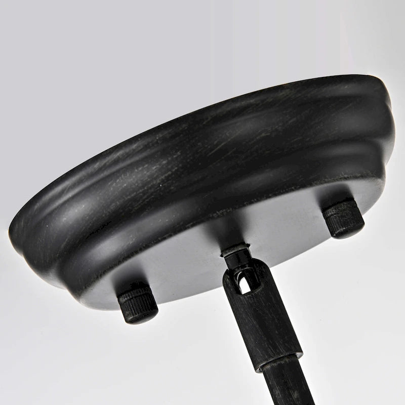 Lustre suspendu Alina à une lumière, en métal noir antique, bois naturel et abat-jour en tissu