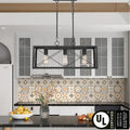 Farmhouse Industrial 3-light Rectangle Grid Kitchen Island Pendant - 25 inches