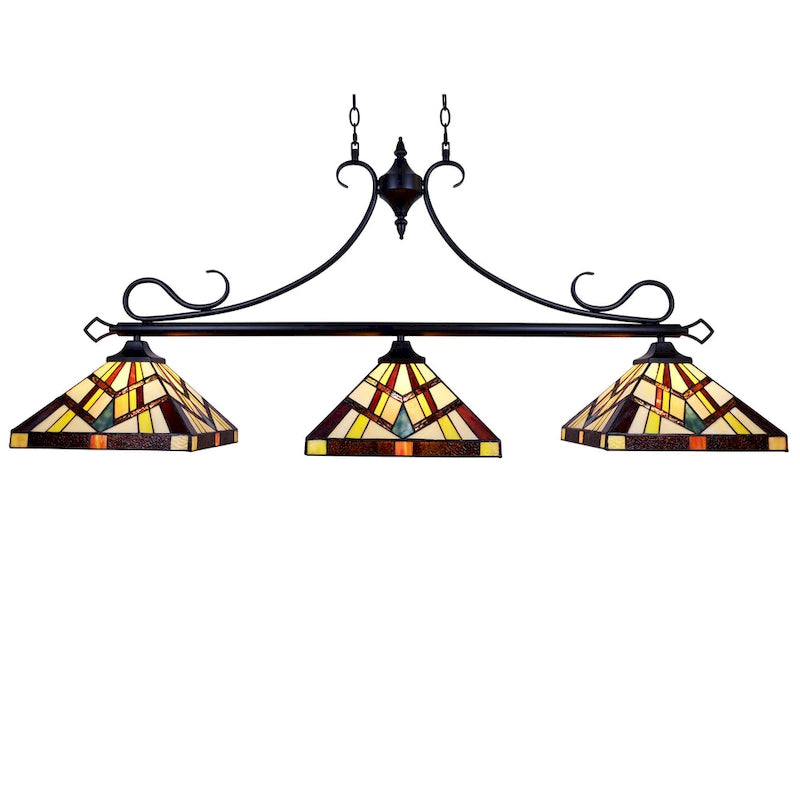 Tiffany Style Mission Design 3-light Linear Island Fixture