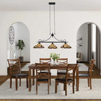 Luminaire linéaire à 3 lumières de style Tiffany et design Mission pour îlot central