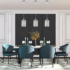 Suspension cylindrique chromée à une lumière avec perles et cristaux