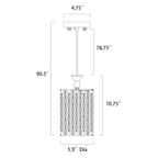 Suspension cylindrique chromée à une lumière avec perles et cristaux