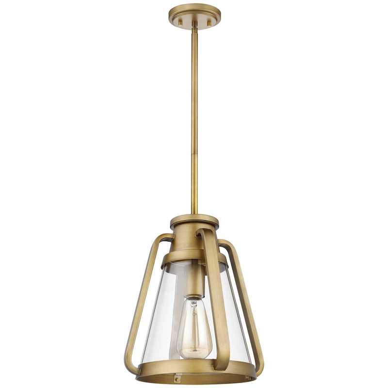 Everett 1 Light 10 Inch Pendant Natural Brass with Clear Glass - Natural Brass