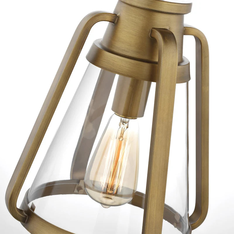 Suspension Everett 1 lumière 25 cm (10 pouces) en laiton naturel avec verre transparent - Laiton naturel