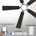 CARRO Elliott 52  5-Blade Smart Ceiling Fan with LED Light and Remote Control-Walnut Fan Blade