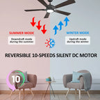 Ventilateur de plafond intelligent CARRO Elliott 52 à 5 pales avec éclairage LED et télécommande - Pales en noyer