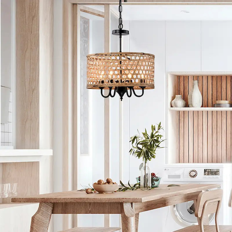 Suspension Dora en rotin naturel de 40 cm (16 pouces) à 4 lumières