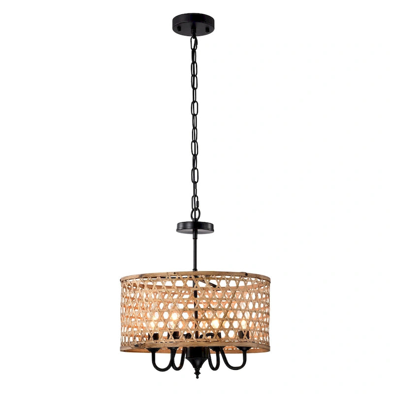 Suspension Dora en rotin naturel de 40 cm (16 pouces) à 4 lumières