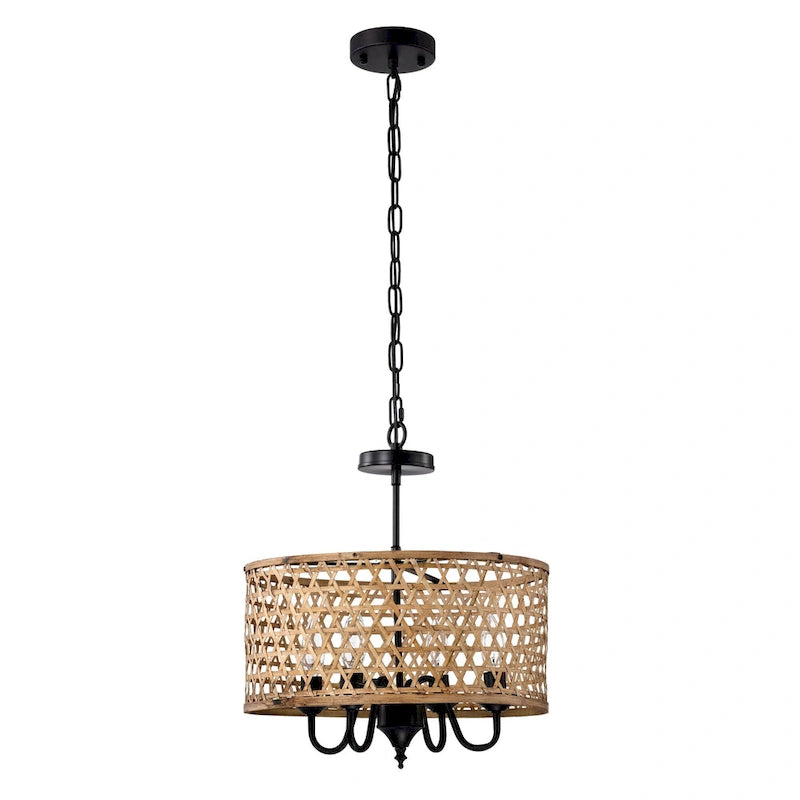 Suspension Dora en rotin naturel de 40 cm (16 pouces) à 4 lumières